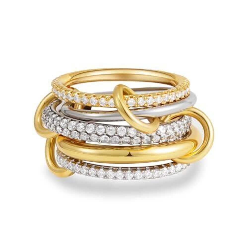 1103 Gold Stackable Rings , 18k Gold Plated Cubic Zirconia Rings, Silver